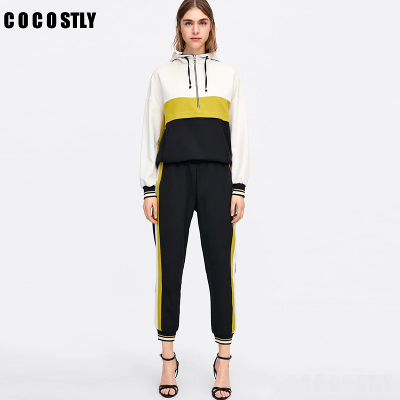 2 piece set autumn fashion tracksuit Women Set Femme Hooded Patchwork Casual sportwear sporting track suit pant twinset
2 piece set autumn fashion tracksuit Women Set Femme Hooded Patchwork Casual sportwear sporting track suit pant twinset