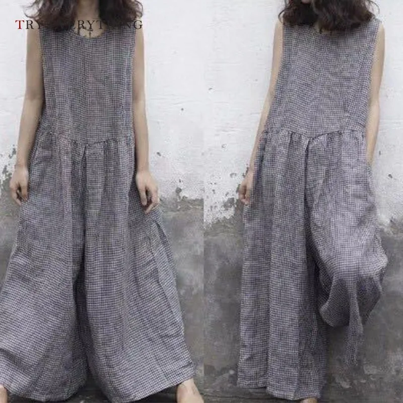 Plaid Casual Jumpsuit Women Summer 2019 New Grey Boho Plus Size Jumpsuit Trousers Female Sleeveless Long Jumpsuit Womens Romper
Plaid Casual Jumpsuit Women Summer 2019 New Grey Boho Plus Size Jumpsuit Trousers Female Sleeveless Long Jumpsuit Womens Romper