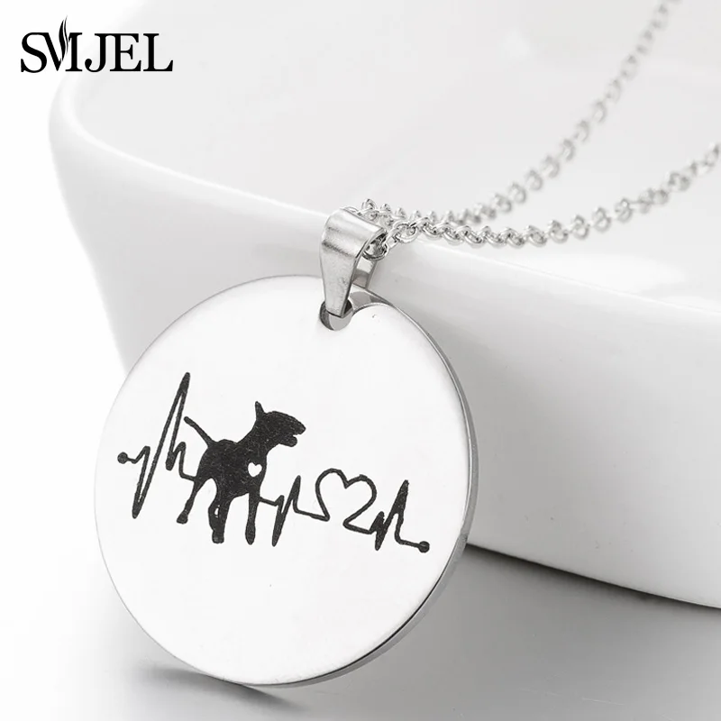 SMJEL Round Charm Stainless Steel Necklaces Bull Terrier Jewelry Cartoon Heartbeat Dog Necklace Animal Gift collar mujer
SMJEL Round Charm Stainless Steel Necklaces Bull Terrier Jewelry Cartoon Heartbeat Dog Necklace Animal Gift collar mujer