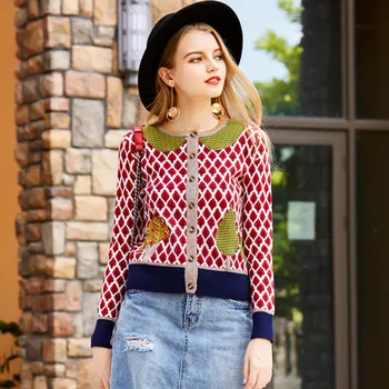 Women Cardigans 2017 Fashion Single Breasted Plaid Tree Leaves Pattern Knitted Tops Short Sweater Jackets Coat Sueter mujer
Women Cardigans 2017 Fashion Single Breasted Plaid Tree Leaves Pattern Knitted Tops Short Sweater Jackets Coat Sueter mujer