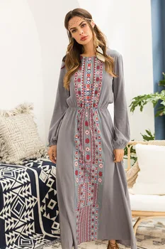 Women'S Long Sleeve printed Flower Muslim Loose Long Maxi Party Dress Ladies Fashion chiffon Robes Tunic Dress
Women'S Long Sleeve printed Flower Muslim Loose Long Maxi Party Dress Ladies Fashion chiffon Robes Tunic Dress