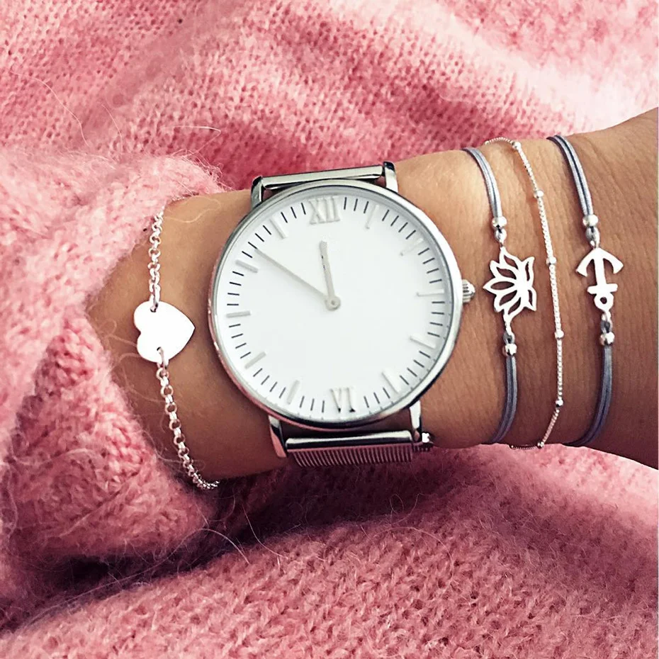 2018 4pcs/set Lotus Heart Anchor Silver Charm Bracelet For Female Women's Bohemian String Bracelets Bangles Fashion Jewelry
2018 4pcs/set Lotus Heart Anchor Silver Charm Bracelet For Female Women's Bohemian String Bracelets Bangles Fashion Jewelry