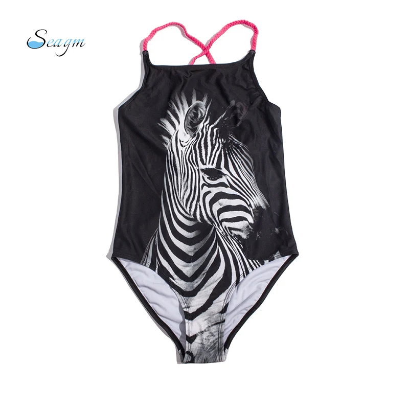 

zebra print girls swimwear bather swimsuit fused kids one piece swimsuit bodysuit swimsuits 2019 bathing suit monokini b19