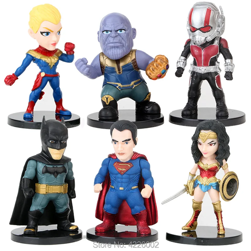 6pcs Thanos Captain Marvel Antman Superheroes Wonder Woman PVC Action Figures Movie Figurines Dolls Kids Toys for Boys Children
6pcs Thanos Captain Marvel Antman Superheroes Wonder Woman PVC Action Figures Movie Figurines Dolls Kids Toys for Boys Children