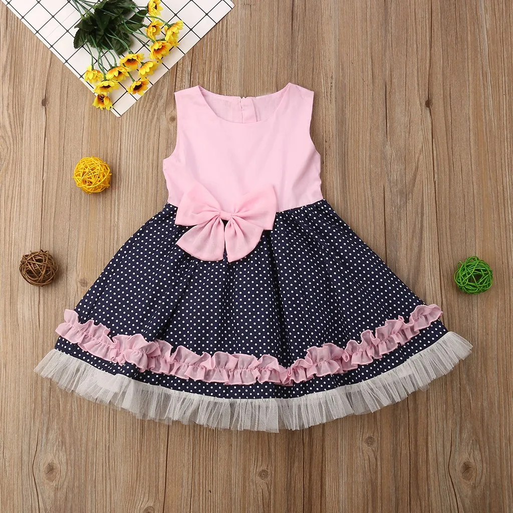 2019 Summer Girls Dresses First Communion Pink Black Sleeveless Bow-knot Dot Princess Dress For Baby Girl Clothes 1 2 3 Years
2019 Summer Girls Dresses First Communion Pink Black Sleeveless Bow-knot Dot Princess Dress For Baby Girl Clothes 1 2 3 Years