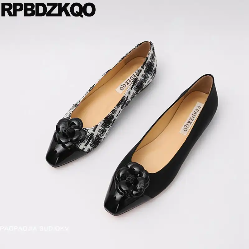 black white flats women's shoes