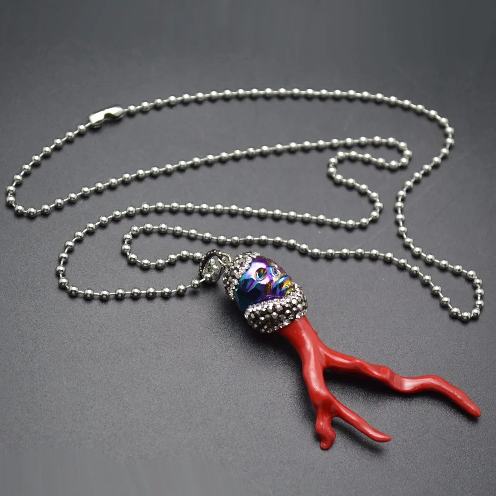 Cool Glass Crystal Skull Red Resin Coral Tree Branch Shape Pendant 24" Ball Chains Necklace
Cool Glass Crystal Skull Red Resin Coral Tree Branch Shape Pendant 24" Ball Chains Necklace