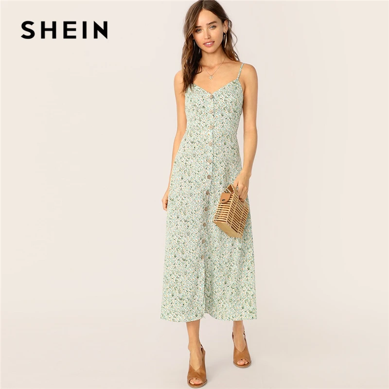 SHEIN Boho Button Front Ditsy Flora Print Slip Cami Summer Long Dress Women Multicolor Fit and Flare Straps Elegant Dresses
SHEIN Boho Button Front Ditsy Flora Print Slip Cami Summer Long Dress Women Multicolor Fit and Flare Straps Elegant Dresses