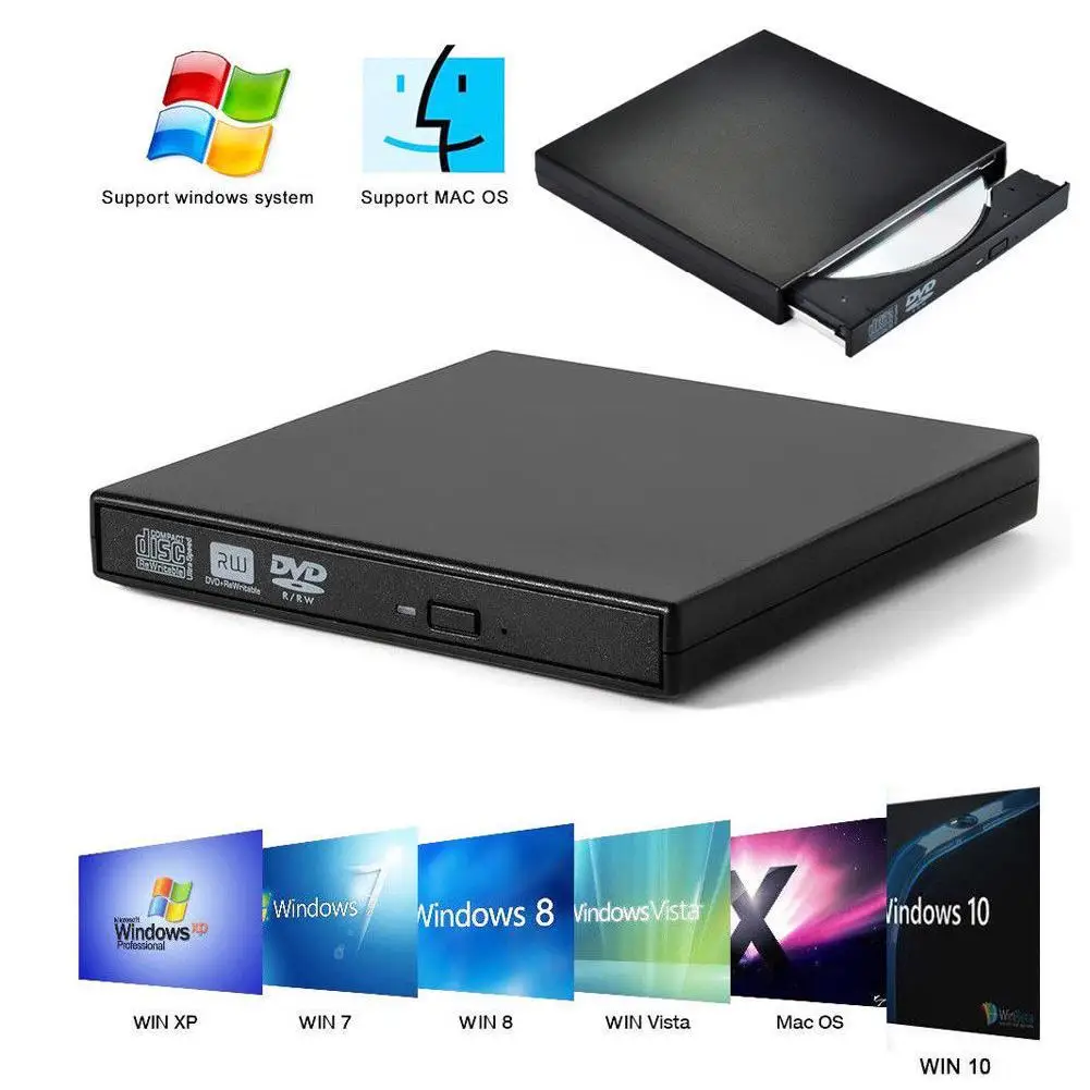 USB 2.0 Slim External DVD Optical Drive CD RW Disc Burner Writer Reader Recorder for Laptop Windows 7/8/10 Mac OS 8.6 and above
USB 2.0 Slim External DVD Optical Drive CD RW Disc Burner Writer Reader Recorder for Laptop Windows 7/8/10 Mac OS 8.6 and above