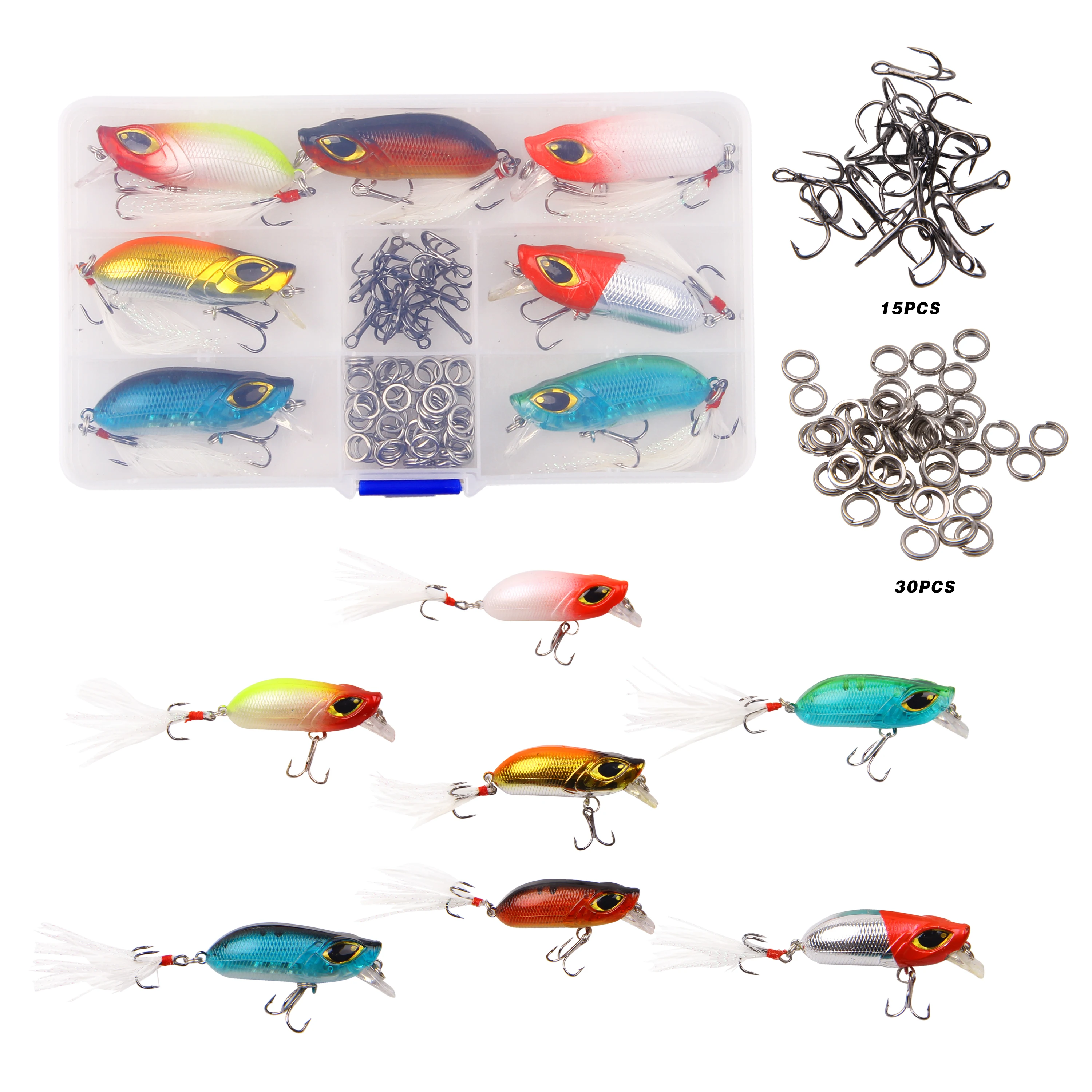 Hyaena 52Pcs/Box Minnow Fishing Lures Kit Crankbaits Wobbler Bass 3D Eyes Hard Lure with Feather Treble Hooks Split Rings
Hyaena 52Pcs/Box Minnow Fishing Lures Kit Crankbaits Wobbler Bass 3D Eyes Hard Lure with Feather Treble Hooks Split Rings