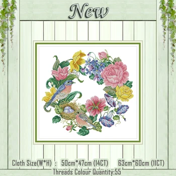 Bird wreath flower colourful diy painting counted print on the canvas DMC 11CT 14CT kits Cross Stitch embroidery needlework Sets
Bird wreath flower colourful diy painting counted print on the canvas DMC 11CT 14CT kits Cross Stitch embroidery needlework Sets