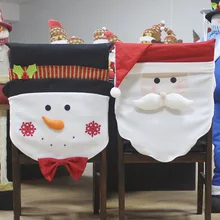 Christmas Chair Cover Santa Claus Snowman Two Styles Hotel Home Holiday Decoration Dress