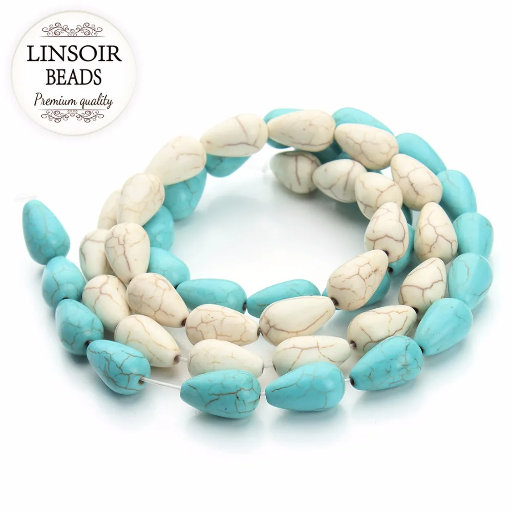 LINSOIR 24pcs/lot 16*10mm Tear Drop White Blue Turquoises Beads Natural Stones Spacer Beads Jewelry Making Necklace Findings
LINSOIR 24pcs/lot 16*10mm Tear Drop White Blue Turquoises Beads Natural Stones Spacer Beads Jewelry Making Necklace Findings