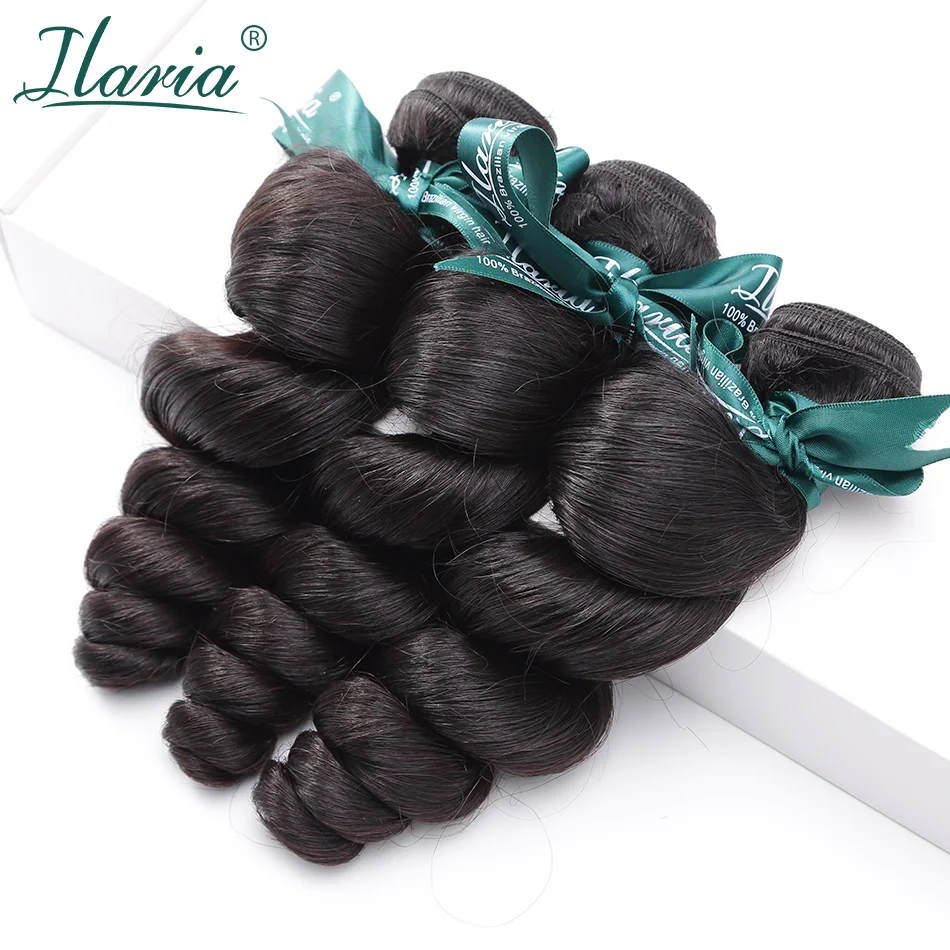 

ILARIA HAIR Brazilian Human Hair Bundles 1Pc Loose Wave 100% Virgin Remy Hair Weft Natural Color Grade 7A Quality Free Shipping