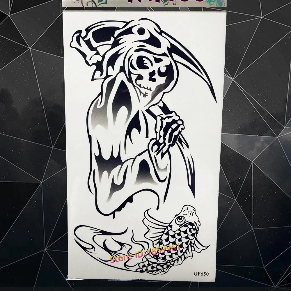 Evil Death Carp Skull 3D Temporary Tattoo Sticker Black Waterproof Water Transfer Tattoo Men Body Art ARm Legs Flash Tatoo Ghost
Evil Death Carp Skull 3D Temporary Tattoo Sticker Black Waterproof Water Transfer Tattoo Men Body Art ARm Legs Flash Tatoo Ghost