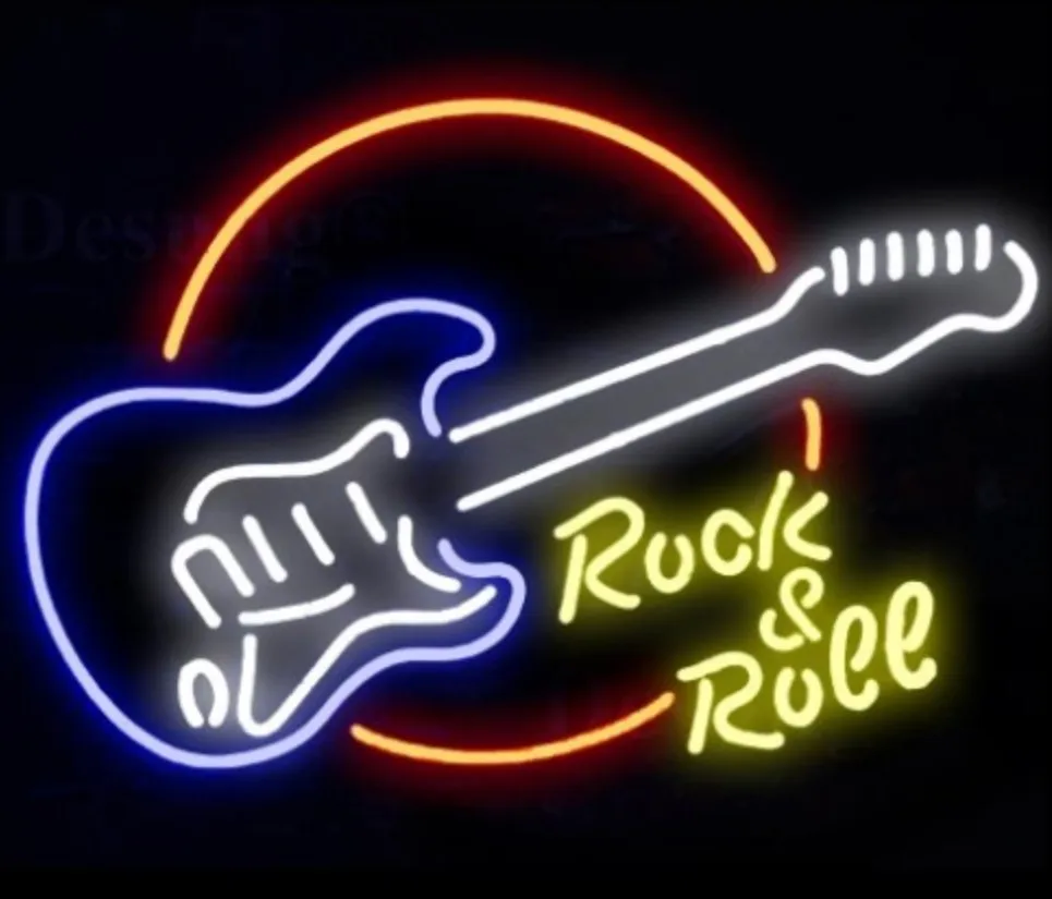 Фото Custom Rock Roll Guitar Glass Neon Light Sign Beer Bar | Освещение