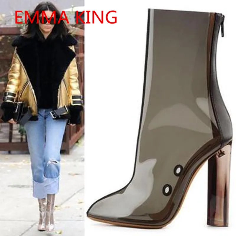2018 PVC Transparent Women Ankle Boots Pointed Toe Side Zipper Clear High Heels Shoes Woman Autumn Winter Rain Rubber Boots
2018 PVC Transparent Women Ankle Boots Pointed Toe Side Zipper Clear High Heels Shoes Woman Autumn Winter Rain Rubber Boots