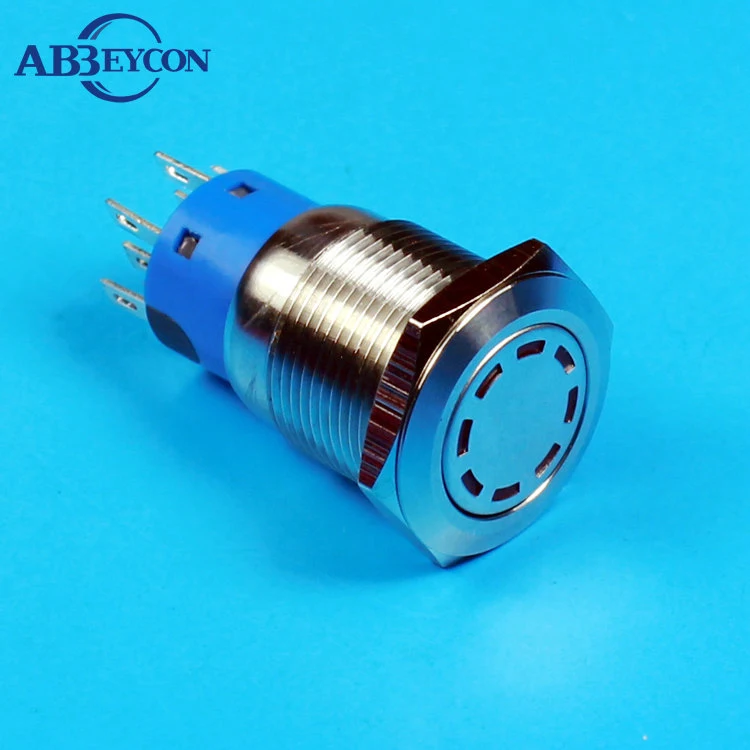 19120 2NO2NC Latching 19mm multi-point led illuminated flat head metal button switch
19120 2NO2NC Latching 19mm multi-point led illuminated flat head metal button switch