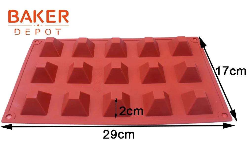 Cake Mold 15-Triangle Pyramid Flexible Silicone Soap Chocolate Cookie Mould 