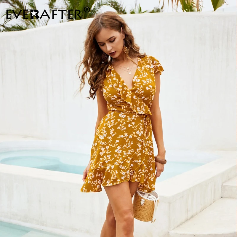 EVERAFTER Bohemian floral print V neck chiffon women dress ruffle bandage summer Elegant holiday beach mini sundress ladies 2019
EVERAFTER Bohemian floral print V neck chiffon women dress ruffle bandage summer Elegant holiday beach mini sundress ladies 2019