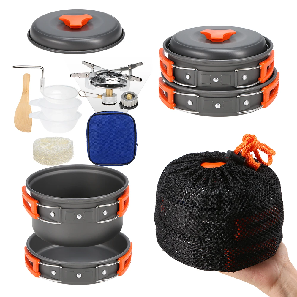 Outdoor Cookware Set Lightweight Aluminum Outdoor Stove Pot Pan Plastic Bowel for Backpacking Camping Picnic For 2-3 People
Outdoor Cookware Set Lightweight Aluminum Outdoor Stove Pot Pan Plastic Bowel for Backpacking Camping Picnic For 2-3 People