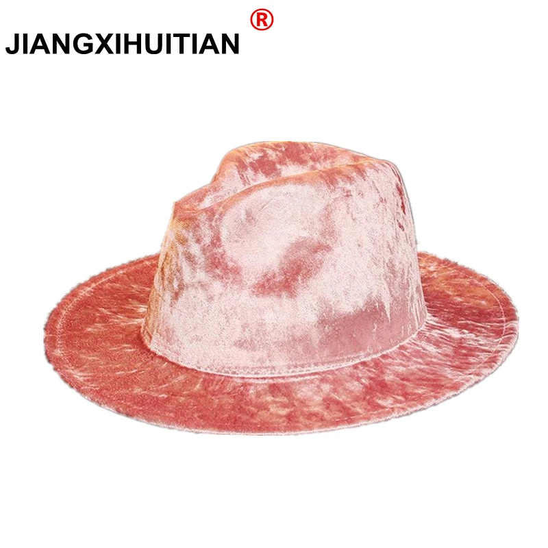 Fashion Panama Gold Velvet Female Hat Pink Solid Color Fedoras Cap Ladies Felt Hat Shining Winter Women Jazz Hat 2017 New
Fashion Panama Gold Velvet Female Hat Pink Solid Color Fedoras Cap Ladies Felt Hat Shining Winter Women Jazz Hat 2017 New
