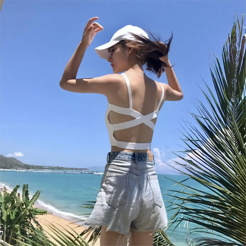 Fashion Padded Bandage Modal Camisole Sexy Top Women Summer Camis Holiday Backless Elastic Solid White Top Beach Women Tops
Fashion Padded Bandage Modal Camisole Sexy Top Women Summer Camis Holiday Backless Elastic Solid White Top Beach Women Tops
