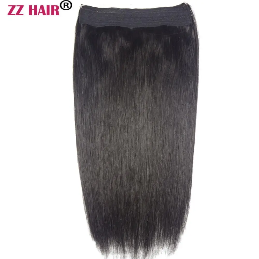 

ZZHAIR 80g-200g 16"-26" Machine Made Remy Hair Halo Hair Flip in Human Hair Extensions One piece Set Fish Line Hair
