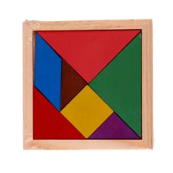 

Tangram Brain Teaser Jigsaw Square Wooden Puzzle IQ Game Toy Birthday Gift Early Educational Developmental Toy