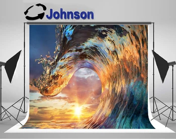 

wall backdrops High quality Computer print Sea Colorful Ocean Wave Sea Water Crest Shape Sunset Light Clouds background