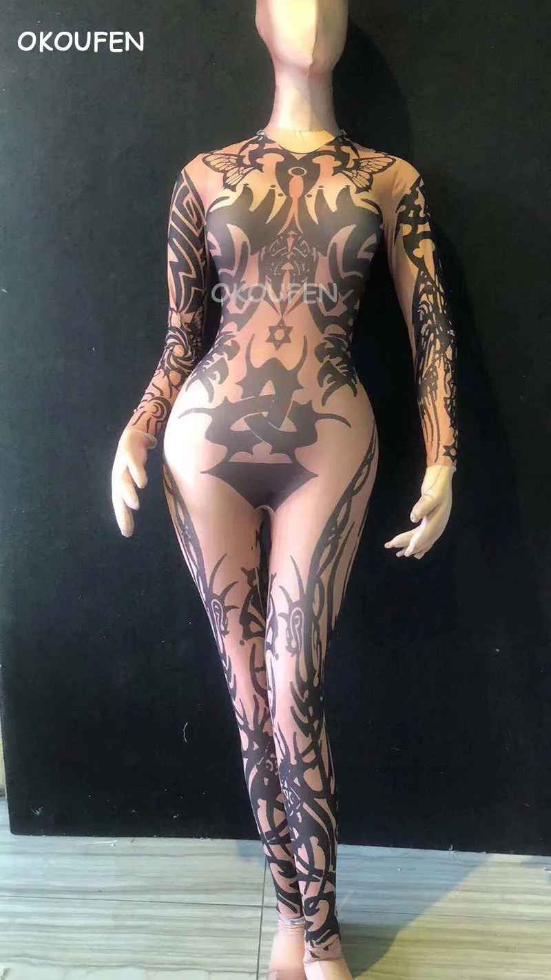 nightclub female singer stage show wear Nude mesh flower print black jumpsuit women's party show dance outfit
nightclub female singer stage show wear Nude mesh flower print black jumpsuit women's party show dance outfit