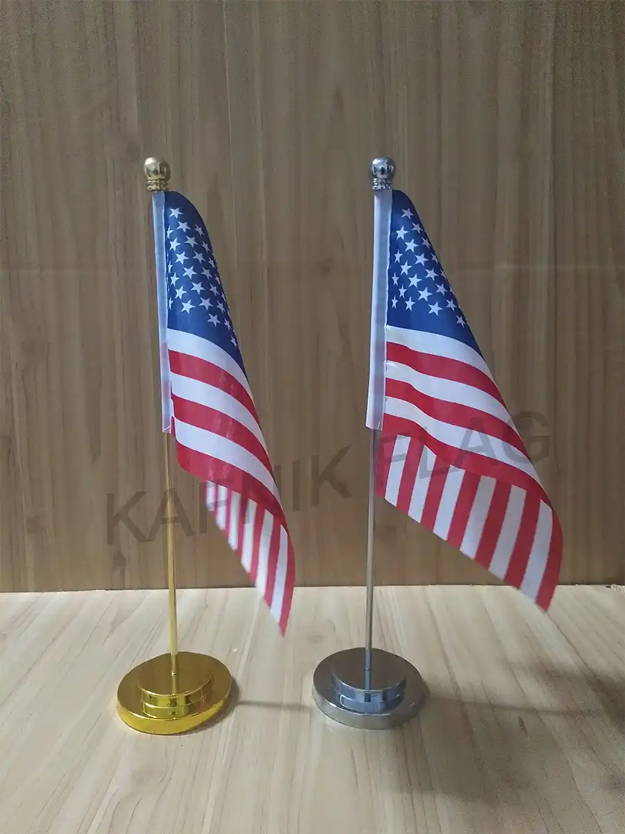 Kafnik American Usa Office Table Desk Flag With Gold Or Silver