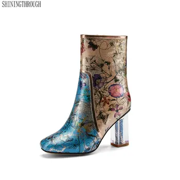 Print flower women ankle boots high Heels square toe Woman Boots winter warm ladies dress party wedding Shoes large size 34-43
Print flower women ankle boots high Heels square toe Woman Boots winter warm ladies dress party wedding Shoes large size 34-43