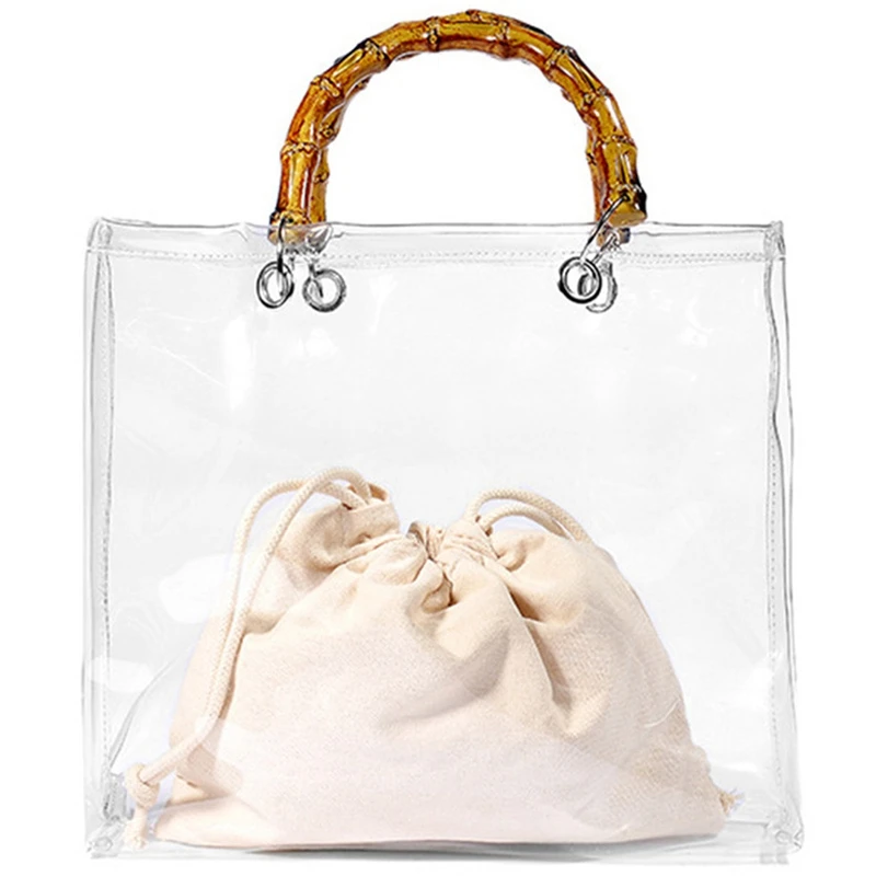 Bamboo Handle Clear Jelly Bag Tote Transparent Pvc Beach Hand Bags Fashion Korean Casual Handbag Handbags Bag For Women Female
Bamboo Handle Clear Jelly Bag Tote Transparent Pvc Beach Hand Bags Fashion Korean Casual Handbag Handbags Bag For Women Female