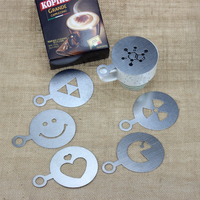 HADELI 6pcs/lot Stainless Steel Metal Chocolate DIY Coffee Latte Art Mould Cappuccino Coffee Stencils Barista diameter 85mm
HADELI 6pcs/lot Stainless Steel Metal Chocolate DIY Coffee Latte Art Mould Cappuccino Coffee Stencils Barista diameter 85mm