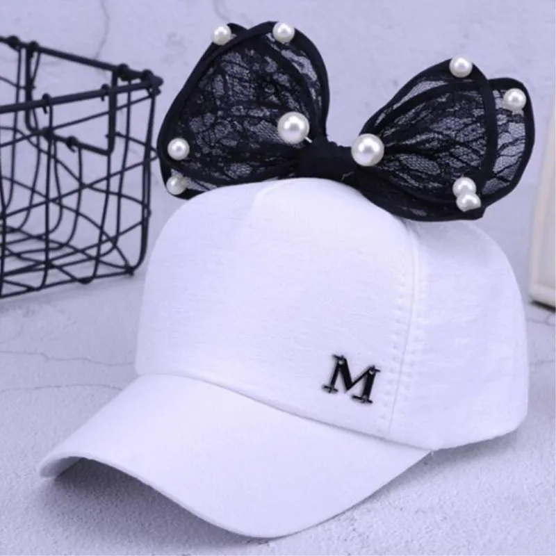 Seioum Big Bow New Baseball Cap Lovely Korea Kids Girls Adjustable Net Fashion Cartoon Patten Children Hats Bone | Спорт и