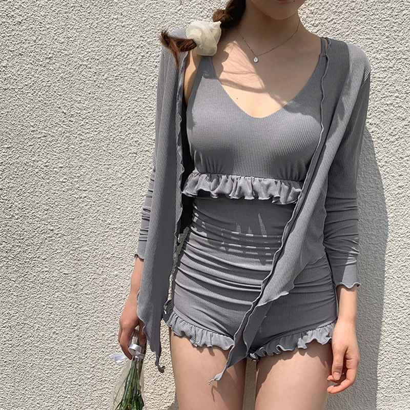 New Korean Swimwear Women One Piece Swimsuit Ladies Solid Bikinis Cover Ups Swim Bathing Suit Gray Ruffle Monokini Swimsuits
New Korean Swimwear Women One Piece Swimsuit Ladies Solid Bikinis Cover Ups Swim Bathing Suit Gray Ruffle Monokini Swimsuits