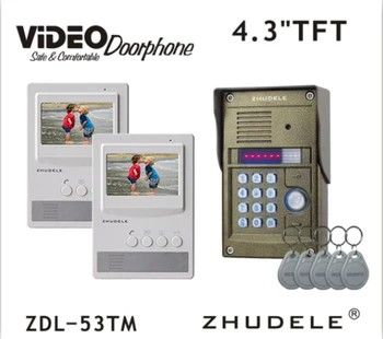 ZHUDELE RFID Top Quality 4.3" Video Door Phone Home Security Intercom System + RFID Camera Night Vision Waterproof Cover 1V2
ZHUDELE RFID Top Quality 4.3" Video Door Phone Home Security Intercom System + RFID Camera Night Vision Waterproof Cover 1V2