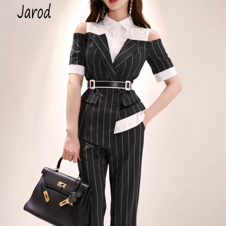 2019 Summer Short Sleeve Contrast color Patchwork turn down collar tops and Striped Long Pant Two Piece Sets Office Work Suits
2019 Summer Short Sleeve Contrast color Patchwork turn down collar tops and Striped Long Pant Two Piece Sets Office Work Suits