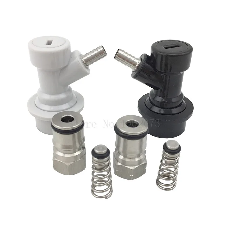 Cornelius Type keg connectors Ball Lock Barb Disconnects with Post & Poppet Female Thread Gas + liquid 19/32"-18
Cornelius Type keg connectors Ball Lock Barb Disconnects with Post & Poppet Female Thread Gas + liquid 19/32"-18