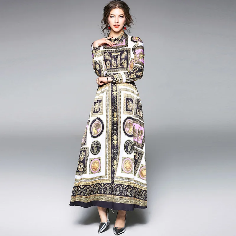 Women's Dress 2018 Spring Baroque Vintage Printed Square Collar Long Sleeve Maxi Dresses Female Party Dress
Women's Dress 2018 Spring Baroque Vintage Printed Square Collar Long Sleeve Maxi Dresses Female Party Dress
