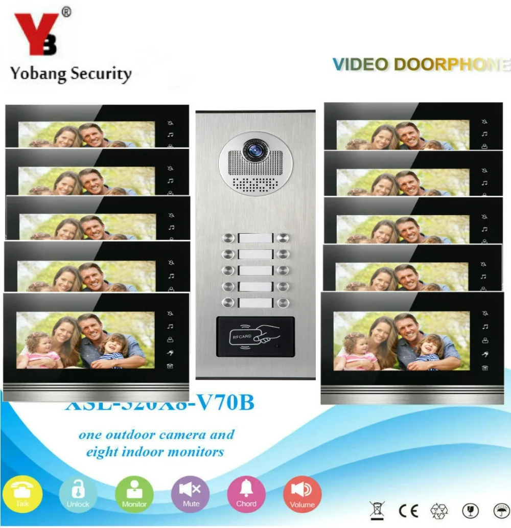Yobang Security 2-10 Apartment Wired Video Door Phone Intercom 7"Inch Monitor RFID Access IR Camera Video Doorbell Intercom Kit
Yobang Security 2-10 Apartment Wired Video Door Phone Intercom 7"Inch Monitor RFID Access IR Camera Video Doorbell Intercom Kit