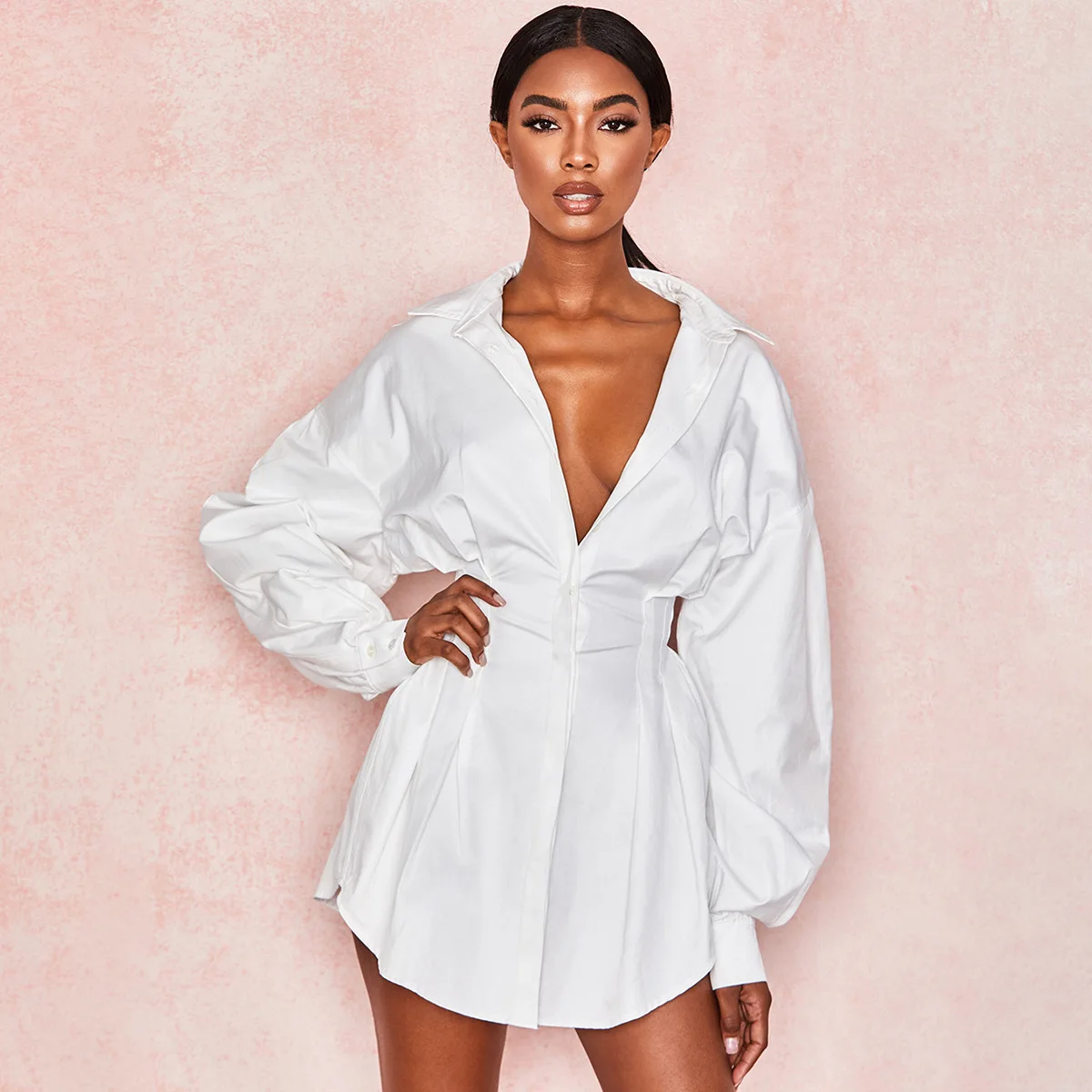 Deep V Neck Fold High Waist Blouse And Shirts Women Long Sleeve Lapel Loose Sexy Blouse Long Shirts White
Deep V Neck Fold High Waist Blouse And Shirts Women Long Sleeve Lapel Loose Sexy Blouse Long Shirts White