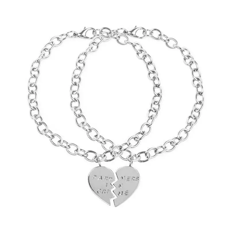 Vintage Silver Charms Partners in Crime BFF Best Friends Heart Bracelet Good Luck Anklets Cuff Bracelets For Women Jewelry Gift
Vintage Silver Charms Partners in Crime BFF Best Friends Heart Bracelet Good Luck Anklets Cuff Bracelets For Women Jewelry Gift