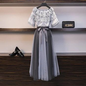 XL-5XL Large Size Women's Sets Slash Neck Tassel Short Sleeve Top + Fairy Ultra Long Gauze Skirt Female Suits
XL-5XL Large Size Women's Sets Slash Neck Tassel Short Sleeve Top + Fairy Ultra Long Gauze Skirt Female Suits