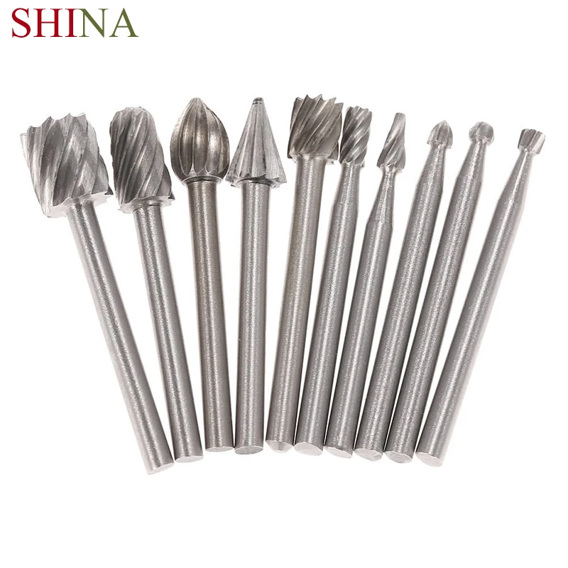 10pcs HSS Routing Router Bits Burr Rotary Tools 1/8" (3mm) Shank Dremel Carving Knife Cutter Tool For Engraving Wood Working
10pcs HSS Routing Router Bits Burr Rotary Tools 1/8" (3mm) Shank Dremel Carving Knife Cutter Tool For Engraving Wood Working