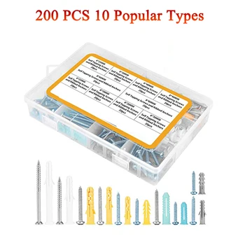 Plastic Self Drilling Drywall Ribbed Anchors Assortment with Screws Kit 200 Piece Plastic Expansion Tube Pipe Wall Anchors Plugs
Plastic Self Drilling Drywall Ribbed Anchors Assortment with Screws Kit 200 Piece Plastic Expansion Tube Pipe Wall Anchors Plugs