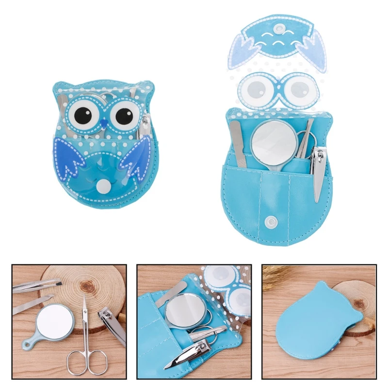 

5pcs Cartoon Owl Box Manicure Set Fashion Nail Care Clippers Scissors Tweezer Travel Grooming Kits Cut New Arrival