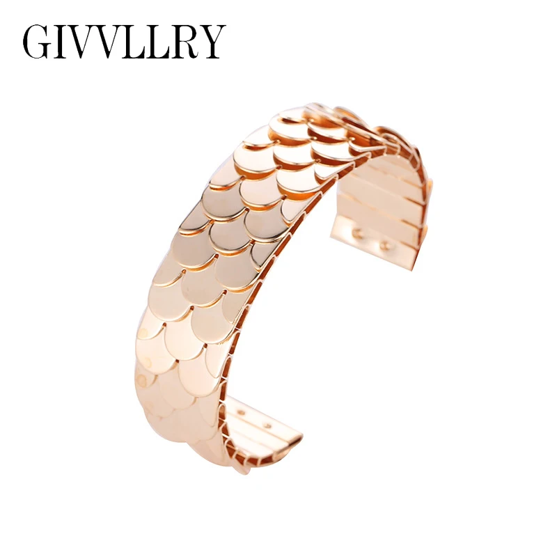 GIVVLLRY Creative Punk Wide Cuff Bangle Fashion Accessories Gold Silver Black Fish Scale Big Open Bangle Bracelets for Women
GIVVLLRY Creative Punk Wide Cuff Bangle Fashion Accessories Gold Silver Black Fish Scale Big Open Bangle Bracelets for Women