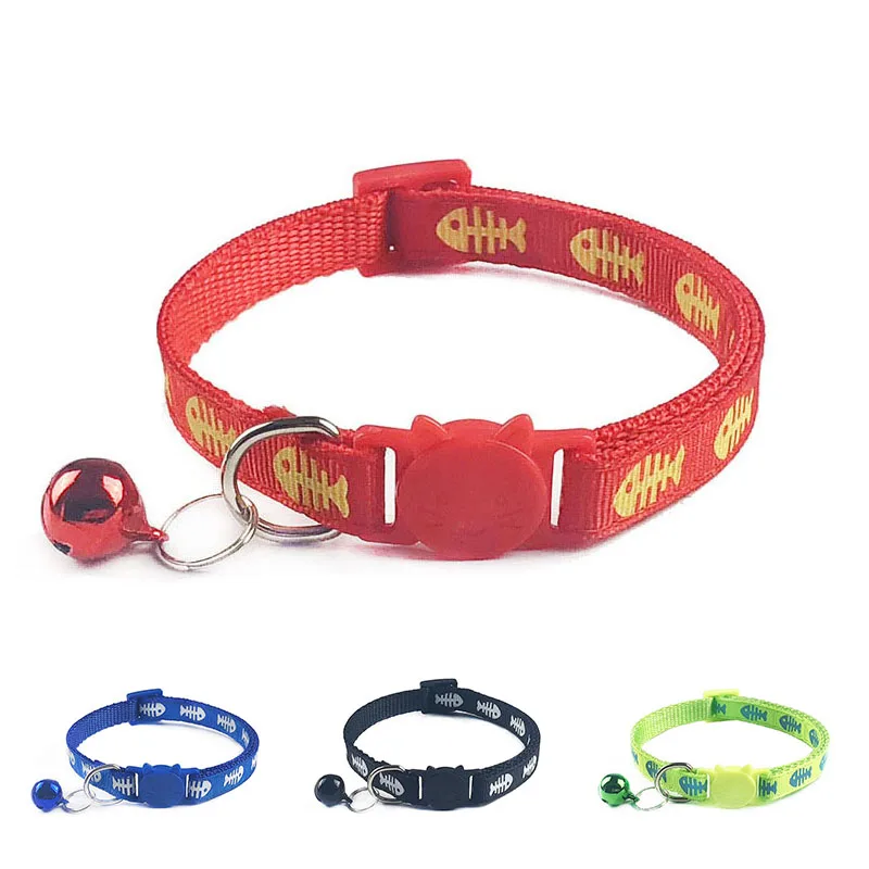 Cute Fish Bone Print Pet Cat Collar Breakaway Kitten Cat Nylon Collar Adjustable Small Animal Safety Bell Collar 1.0cm 19-32cm
Cute Fish Bone Print Pet Cat Collar Breakaway Kitten Cat Nylon Collar Adjustable Small Animal Safety Bell Collar 1.0cm 19-32cm